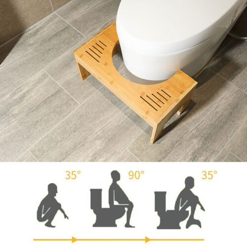 Toilettenhocker Holz Klohocker Erwachsene Toilettenhocker aus Bambus WC Hocker - Bild 2 von 15