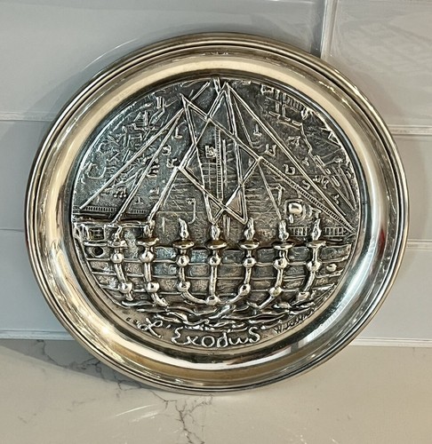 PUIFORCAT STERLING COMMEMORATIVE PLATE '73 ILLEGAL IMMIGRANT SHIP SS EXODUS