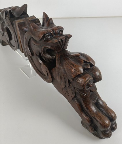 Antique Pair Corbels Hand Carved Wood Architectural reclaimed Salvaged Baroque - Picture 9 of 9