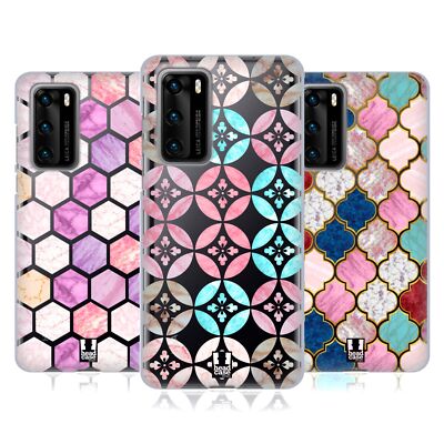 HEAD CASE DESIGNS MARBLE TILES SOFT GEL CASE FOR HUAWEI PHONES 4
