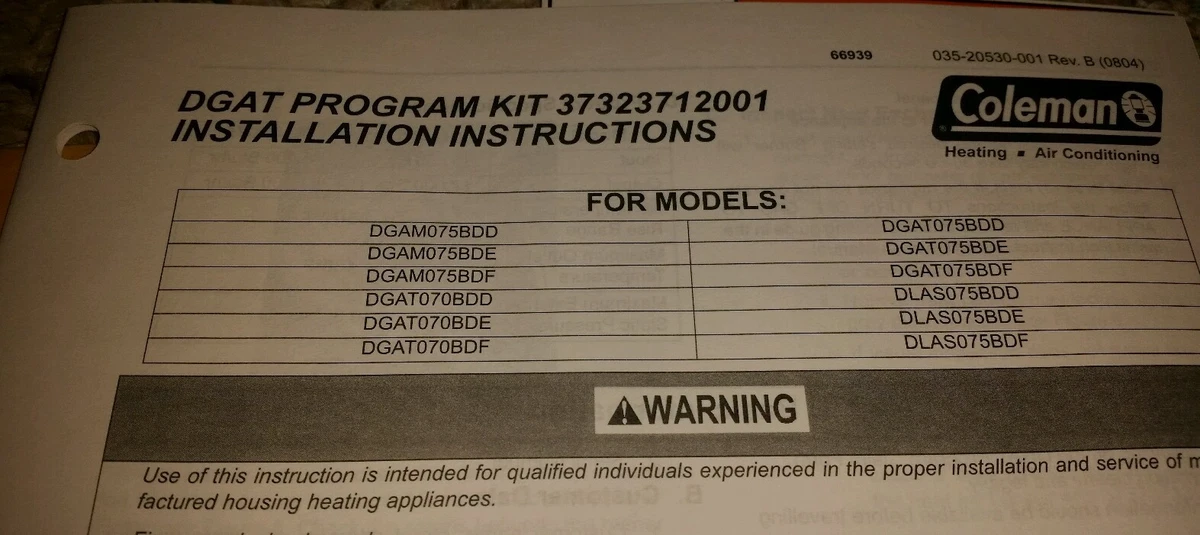 Coleman DGAT Furnace Heat Exchanger Kit, New in Box | eBay