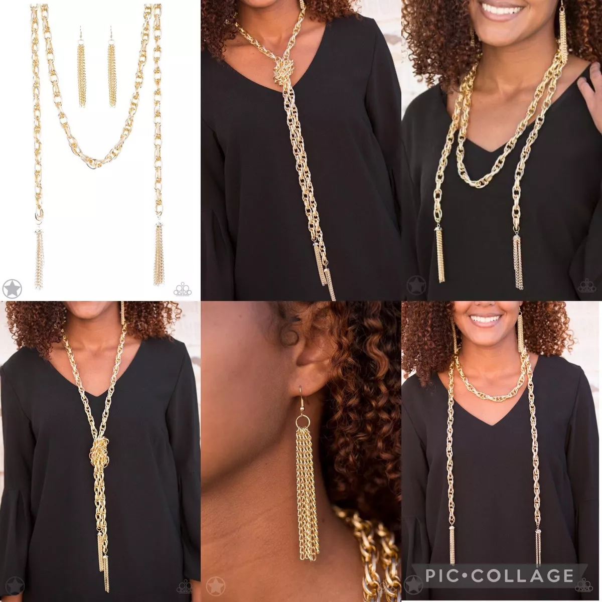 Gold scarf necklace paparazzi sale