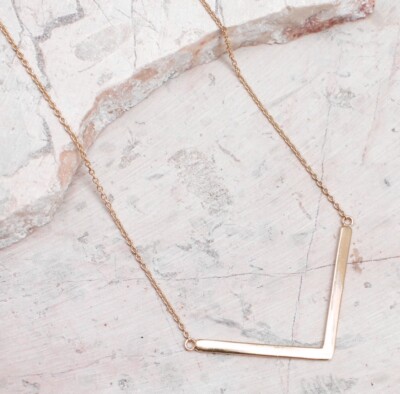V Necklace Initial Chevron Arrow Rose Gold On 925 Sterling Silver Valentine s