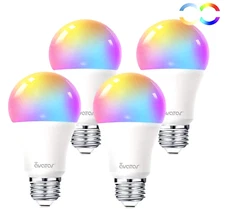 4Pack Smart Led Lights APP Bluetooth WiFi Work Alexa&Google Assistant 9W E26