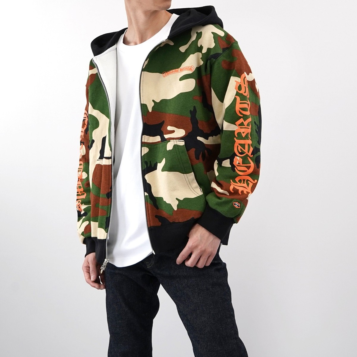 Authentic CHROME HEARTS Matty Boy RN#97729 Caution Zip Up