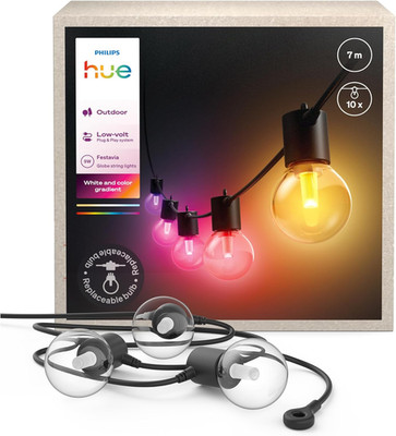 Philips Hue Festavia Globe Außenlichterkette, White & Color Ambiance, 7 M LED Li