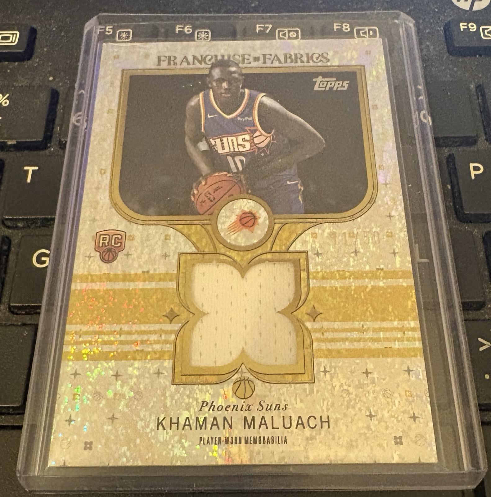 2025 Topps Flagship Khaman Maluach Franchise Fabrics Jersey GOLD /50 Suns Duke
