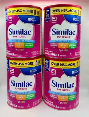 4 Pack Similac Soy Isomil Powder Infant Formula 30.8oz - Expiration Date 12/2026