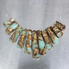 11pcs/Set Set Snake Skin Jasper & Gold Copper Bornite Stone Pendant DIY Jewelry