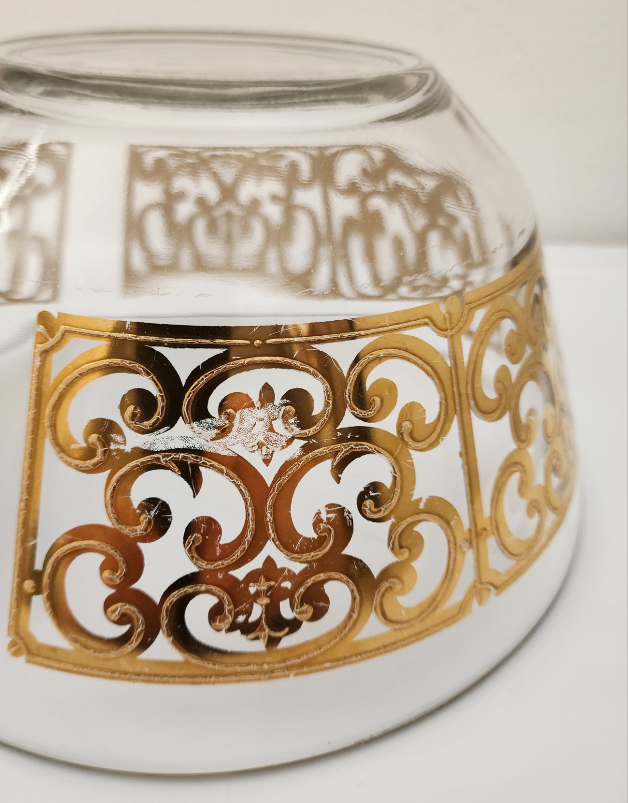 1960s Georges Briard Glass Guild 22K Gold Scroll MCM 10” Serving Bowl Vintage