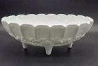Vintage Indiana Harvest Grapes Oval Fruit Bowl White Milk Glass Footed Scalloped