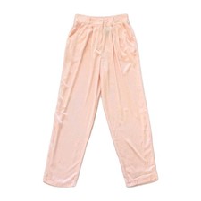 Vintage Pink Satin Pleated Trousers High Waisted Tailored Pants Women's M 80s