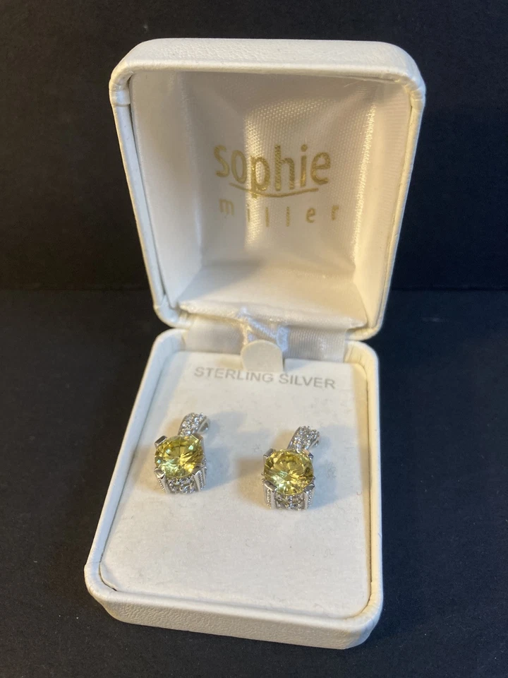 Pendientes lágrima Sophie Miller plata esterlina circonita cúbica imitación citrino Foto 2 de 4