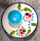 Ceramicas Manoru S.L. Handmade Hand-Painted Floral Plate & Dip Bowl Spain — photo 1