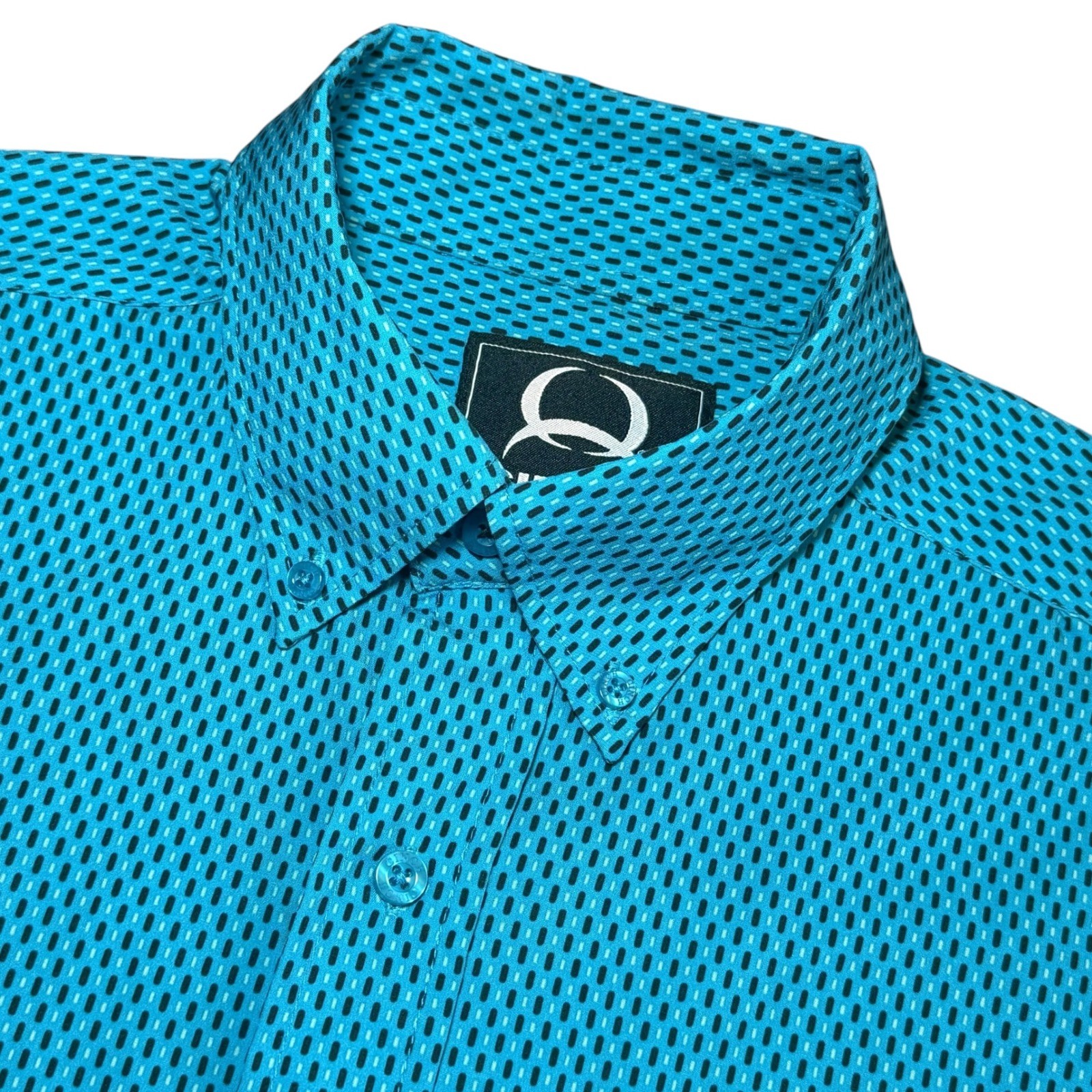 Cinch Arena Flex Mens Medium Turquoise Geometric Short Sleeve Button Down Shirt