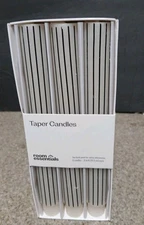 Taper Candles 6pk 8in Room Essentials White W/Black Stripes Unscented