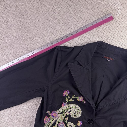 Johnny Was Floral Jacket XL Black Long Embroidered Multicolor Art Glam - Picture 15 of 21