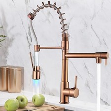 Rose Gold LED Kitchen Faucet Sink Mixer Pull Down Sprayer Single Handle Faucet