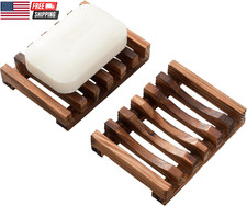 Wooden Soap Dish for Shower,Set of 2 Shower Soap Holder,Self Draining Bar Soap H