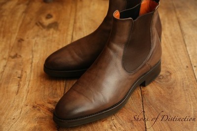 Santoni Brown Leather Chelsea Boots Shoes Men's UK 7 US 8 EU 41