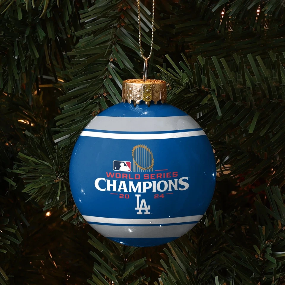 Los Angeles Dodgers 2024 MLB Serie Mundial Bola de Vidrio Árbol de Navidad Adorno Foto 2 de 2