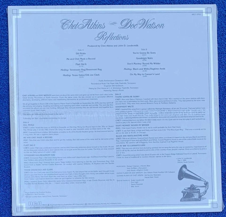 CHET ATKINS/DOC WATSON Reflections 1980/Sealed Folk/ Bluegrass/Country Vinyl - Image 2 of 2