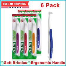 GUM End Tuft Toothbrush 6 Pack Soft Bristles Ideal For Sensitive Teeth, Implants