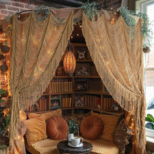 Macrame Curtain Boho Curtain Doorway Window Wall Decor Fiber Yarn Art Handwoven