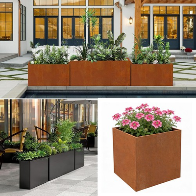 #ad Large Outdoor Planter Metal Planter Box Heavy Steel Planters for Porch Yard Deck $159.00