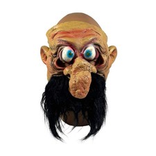 Vintage 2000 Don Post Studios Halloween Half Face Mask Old Man Big Nose Mustache
