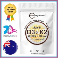 Micro Ingredients Vitamin D3 10,000IU K2 100mcg Bone Heart Immune Function 300C