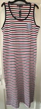 Tommy Hilfiger Large Navy White Red Sleeveless Striped Pocket Tank Dress NWT