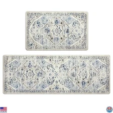 Ileading Set of 2 Anti-Fatigue Cushioned Kitchen Mats – Waterproof Non-Slip Rugs