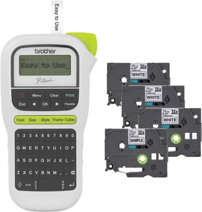 Brother P-Touch, PTH110BP, Ensemble de fabricants d'étiquettes portables faciles (4 Rubans d'étiquette Inclu