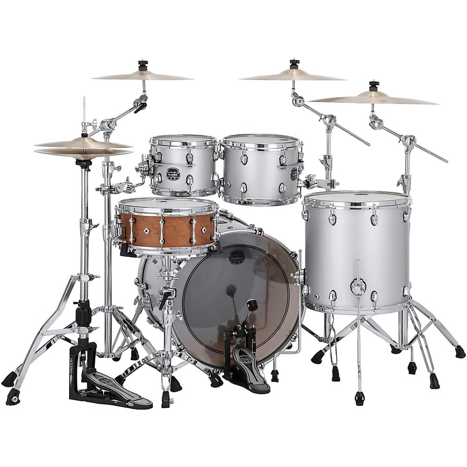 Mapex Saturn Evolution Rock Birch paquete de 4 piezas con carcasa con bajo de 22" plata iridio Foto 2 de 3