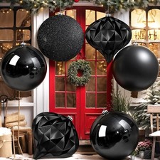 4 Pcs 8'' 200 Mm Extra Large Christmas Ball Ornaments 4 Styles Giant Plasti...