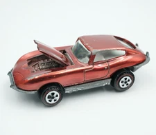 Johnny Lightning Topper 1969 Custom Jaguar XKE Redline Wheels. Red.