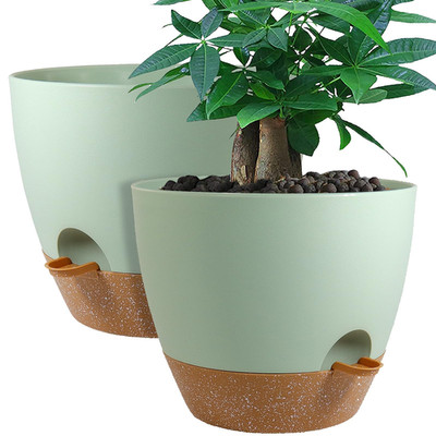 Uouz 12Inch 2Pack Large Self Watering Planters Plastic Plant Pots 60Oz