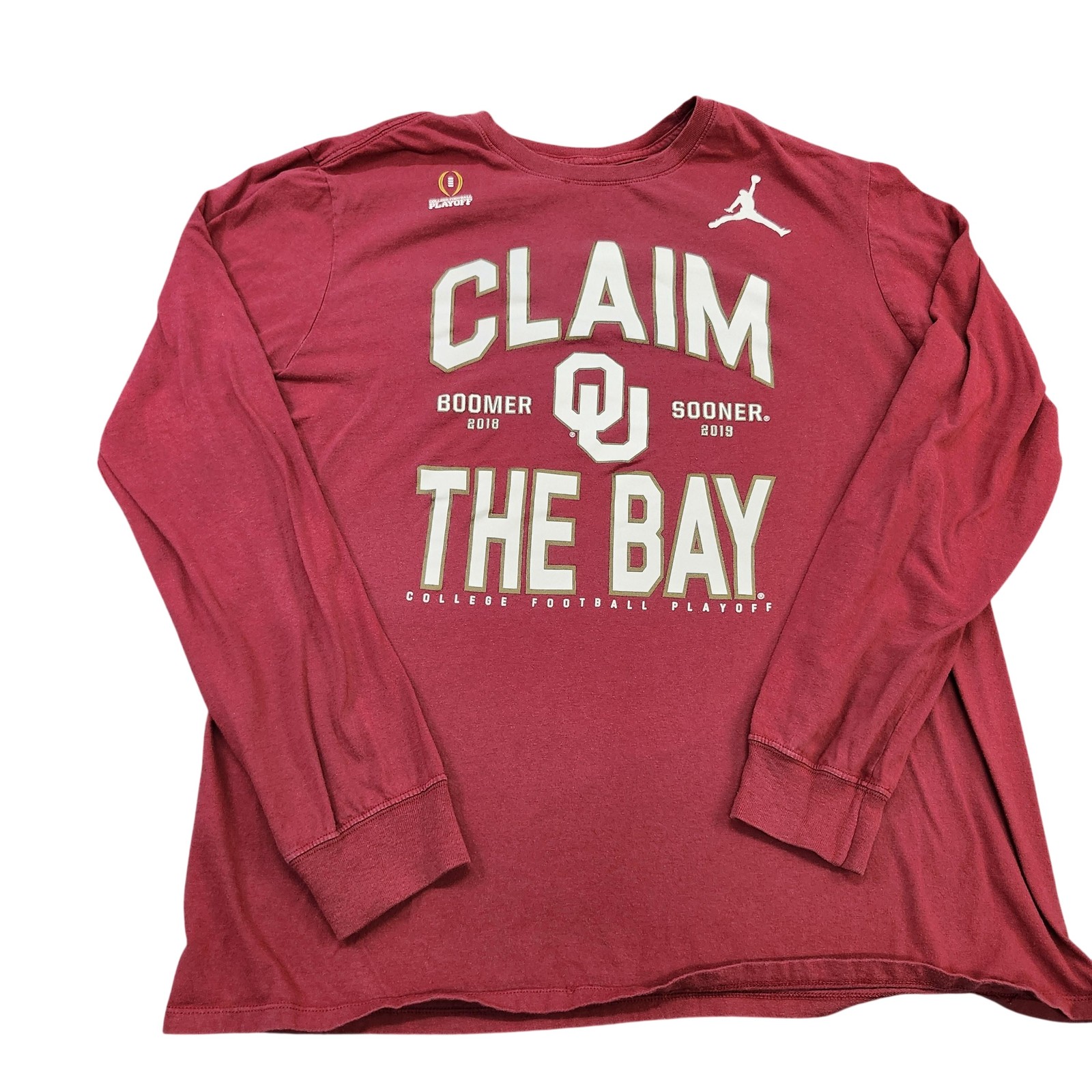 Oklahoma Sooners Shirt Mens Large Red NCAA Football Nike Playoff Long Sleeve