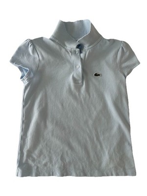 Lacoste Girls Light Blue Polo Shirt With Scalloped Collar Size 8