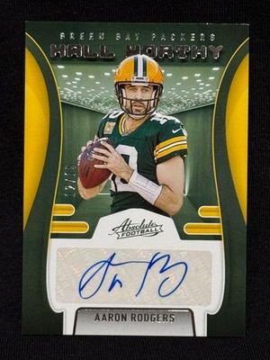 AARON RODGERS PACKERS 2021 PANINI ABSOLUTE HALL WORTHY AUTO JERSEY # 12/15