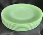 Lot of 6 Anchor- Hocking Jadeite Fire King Jane Ray 9-1/8" Dinner Plates Ribbed