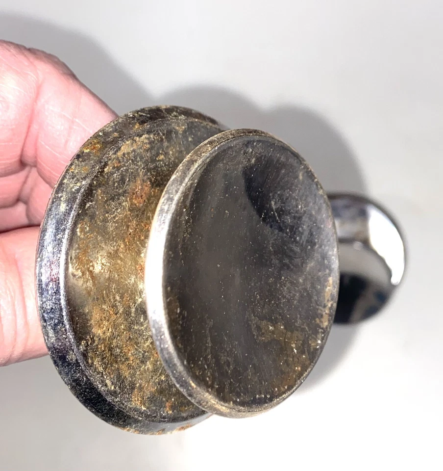 2 винтажных круглых вогнутых ручки и задняя панель ящика шкафа 2 дюйма хром с болтом - Изображение 4 из 4