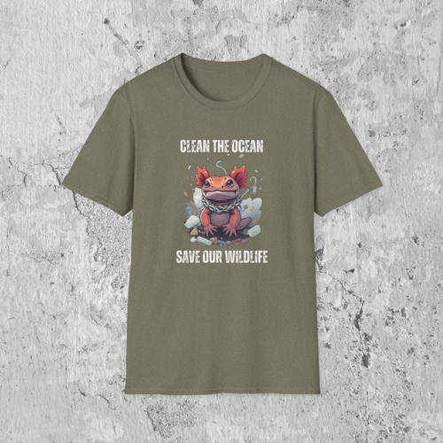 Axolotl Save the Ocean T-Shirt | Wildlife Lover Tee Conservation & Activist Gift - Picture 18 of 57