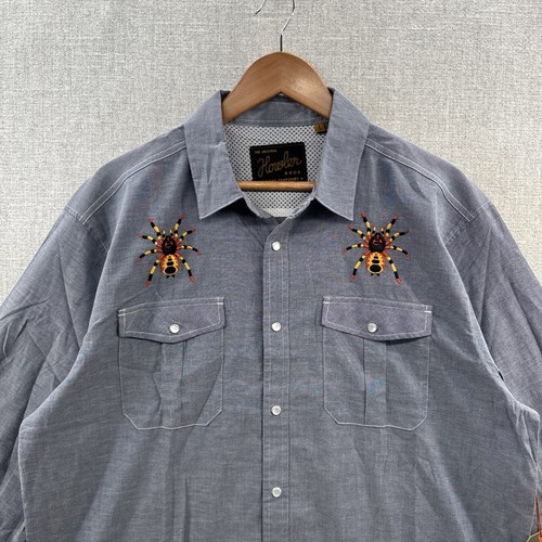 NEW RARE Howler Bros Gaucho Snap Shirt Mens Large Blue TARANTULA Halloween - Picture 4 of 16