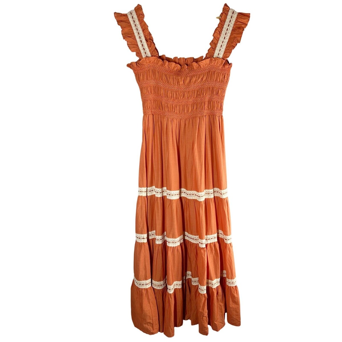 RIXO Aubrie Maxi Dress Size US 14 UK 18 Rust Stretch Casual Cottagecore