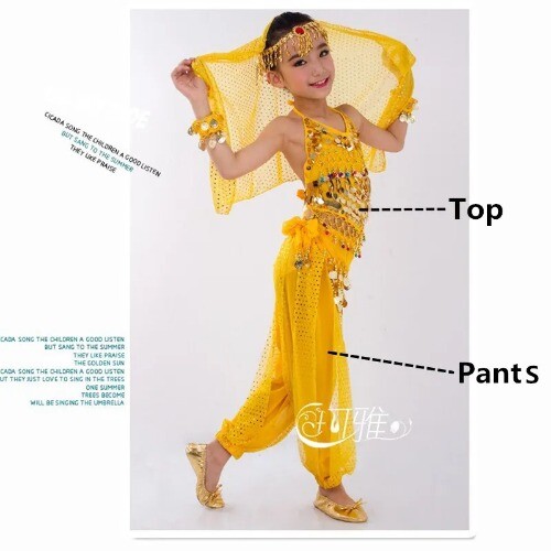 Kinder Bauchtanz Kostüme Set Orientalischer Tanz Mädchen Bauchtanz Indien Kleidung - Bild 11 von 43