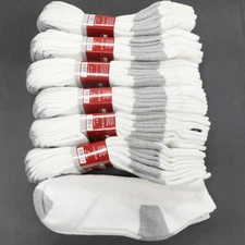 1 to 5 Dz Men's Ankle Socks Cotton Moisture Breathable White Gray Wholesale Lot