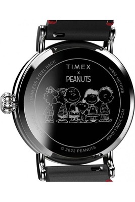 Montre Timex X Peanuts Snoopy Vacances - Boîtier 40mm Laiton - Cadran Rouge - Bracelet Cuir - étanche 50m - Neuve
