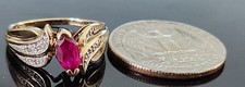 VTG 10K FINE GOLD NATURAL RUBY DIAMOND RING SZ 7 